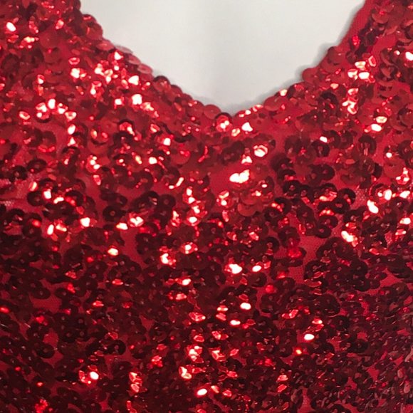 Boutique-Red Sequined Cocktail/Party Dress-Item#94 - Picture 10 of 11